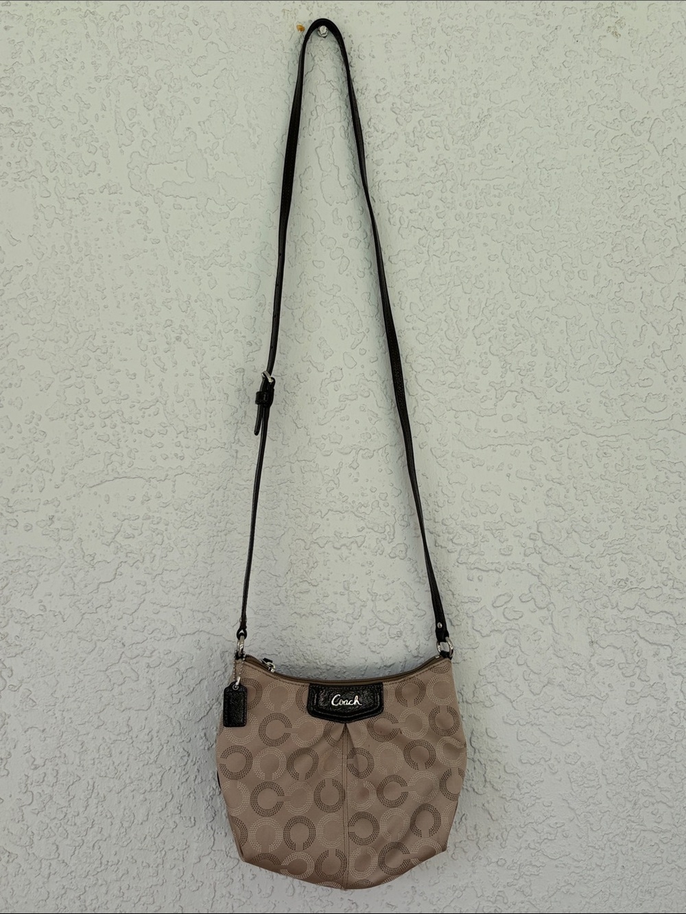 Coach Beige Signature Logo Crossbody Bag